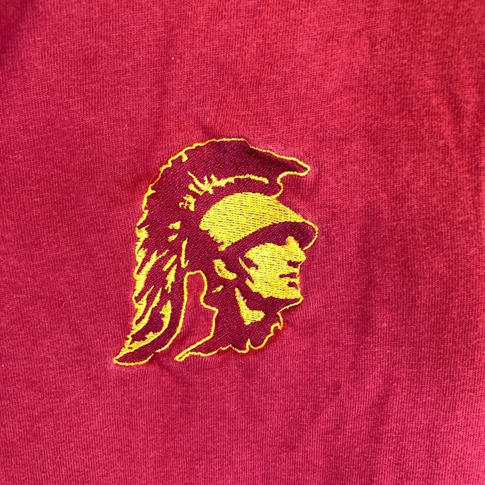 USC Trojans Henley Cardinal Embroidered Youth XL Short Sleeve Shirt - Picture 4 of 15